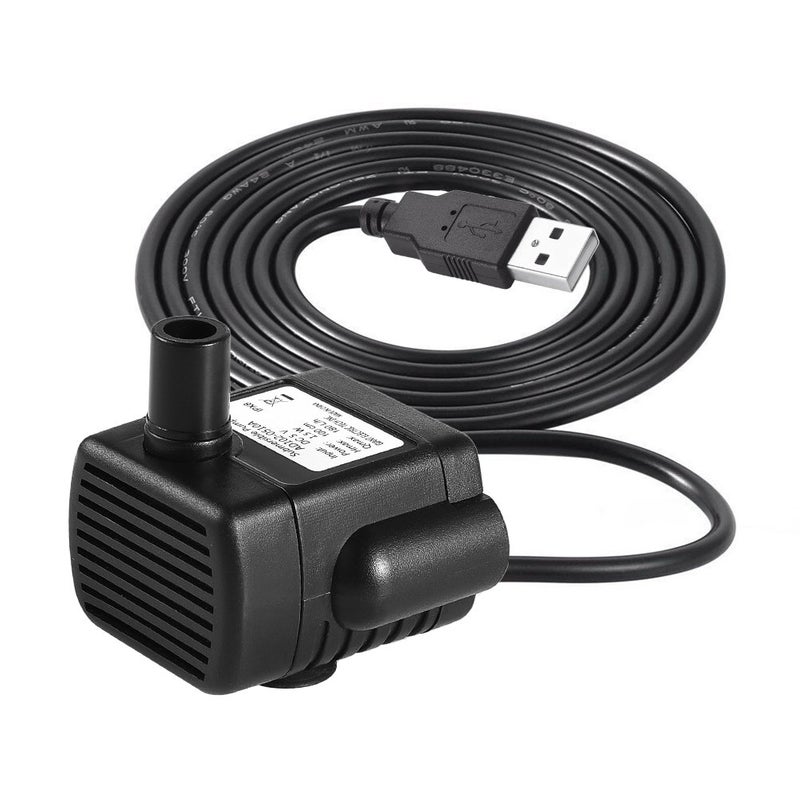 LEDGLE Mini USB Fountain Pump Compact Submersible Pumps Efficient 5V Water Pump for Small Pond, Fish Tank, Long Cord, 180L/H, Black - Image 2